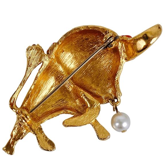 VTG 1960s Gold Tone Enamel Bull Brooch Mid Century Figural Whimsical Collectible - Picture 9 of 13
